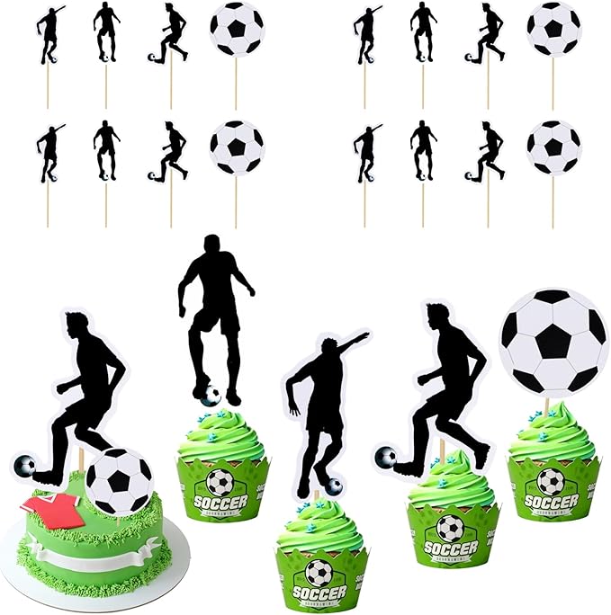 48 Stück Fussball Cupcake Topp